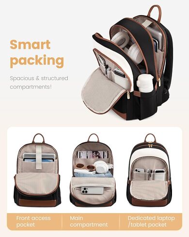 LOVEVOOK Laptop Backpack for Women, 15.6 inch Anti Theft College Backpack Woman with Laptop Compartment, Large Water Resistant Black Computer Daypack for Work Casual Travel Essentials in Saudi Arabia