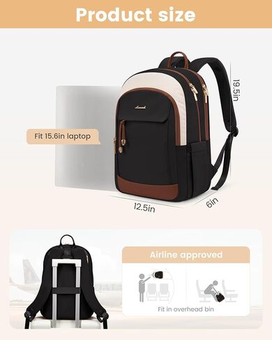 LOVEVOOK Laptop Backpack for Women, 15.6 inch Anti Theft College Backpack Woman with Laptop Compartment, Large Water Resistant Black Computer Daypack for Work Casual Travel Essentials in Saudi Arabia