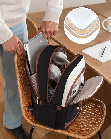 LOVEVOOK Laptop Backpack for Women, 15.6 inch Anti Theft College Backpack Woman with Laptop Compartment, Large Water Resistant Black Computer Daypack for Work Casual Travel Essentials in Saudi Arabia