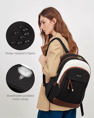 LOVEVOOK Laptop Backpack for Women, 15.6 inch Anti Theft College Backpack Woman with Laptop Compartment, Large Water Resistant Black Computer Daypack for Work Casual Travel Essentials in Saudi Arabia