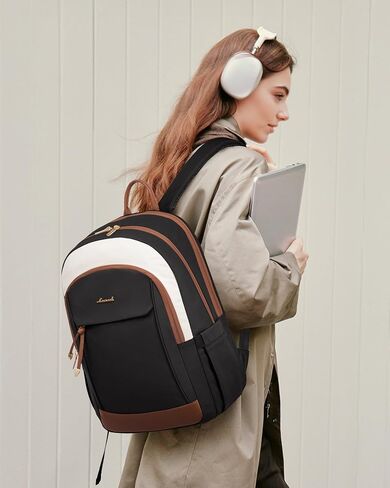 LOVEVOOK Laptop Backpack for Women, 15.6 inch Anti Theft College Backpack Woman with Laptop Compartment, Large Water Resistant Black Computer Daypack for Work Casual Travel Essentials in Saudi Arabia