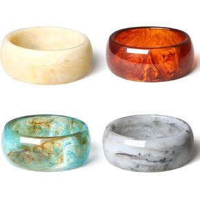 ALEXTINA 4Pcs Acrylic Big Bangle Bracelets for Women, Colorful Geometric Chunky Resin Bangles Set Wide Dome Shape Bangle Acrylic Resin Fashion Holiday Jewelry for Everyday Wear in Saudi Arabia