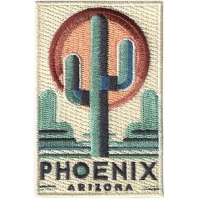 Vagabond Heart Phoenix Patch - Phoenix Arizona Iron On Travel Badge - Saguaro Cactus Souvenir