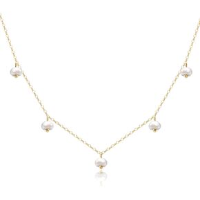 Pearl Dainty Gold Necklace for Women | 14k Gold & Silver Plated Womens Necklaces with Bracelet | Small Love Waterproof Chain Necklaces for Women – Silver