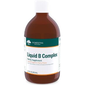 Genestra Brands Liquid B Complex | Broad Spectrum B-Vitamin Complex to Support Energy Metabolism, Red Blood Cell Formation, and Neurological Health | 15.2 fl. oz. | Natural Tangerine-Cherry Flavor