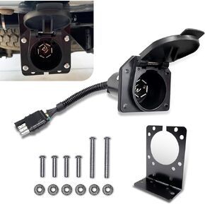 1 PC Car Power Socket Adapter, 7 Hole Design, Waterproof Durable Vehicle Power Modification Accessory, Universal Automotive Wiring Harness Connector for Most Models (Black)