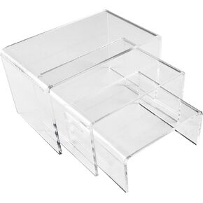Super Z Outlet Clear Acrylic Riser Jewelry Showcase مجموعة من ثلاثة (3 بوصة ، 4 بوصة ، 5 بوصات) (مجموعة واحدة)