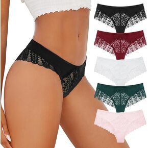 Sexy Cheeky Panty for Women Comfortable Lace Underwear Bikini Briefs 5 Pack