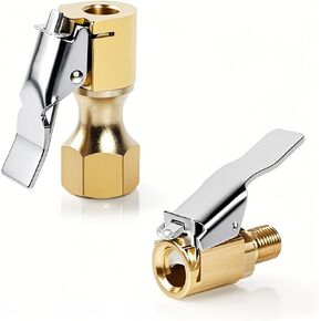2 Pack Locking Air Chuck, Heavy Duty Closed Flow Lock On Tire Chuck Set, Solid Brass, for Inflator Gauge Compressor Accessories