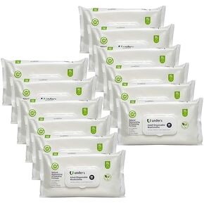 Underx Disposable Washcloths - Body Cleansing Wipes for Adults - Enriched with Aloe Vera, Chamomile & Vitamin E -Soft, Absorbent and Strong - Toilet Wipes Flushable - XL 8" x12" (Pack of 1)