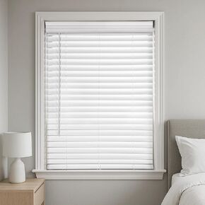 Faux Wood Blinds 2 inch Cordless, New Material, high Temperature Resistance, Good Toughness, Waterproof, for Window Frame size31 W × 60" H White