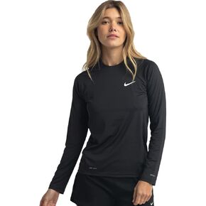 Nike Swim Women's Essential Long Sleeve Hydro Rash Guard Black Large/Black in Kuwait