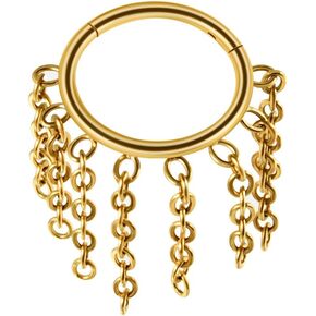 16G Tassel Chain Dangle Septum Jewelry Nose Septum Rings 8mm Stainless Steel Cartilage Helix Tragus Earrings Hoops Body Piercing Jewelry for Women Men