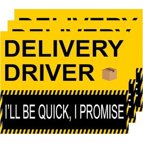 Delivery Driver Car Magnet Signs I'll be Quick I Promise 3 Pack 8 x 10 Inches Yellow for Car Door Bumper Removable Reusable