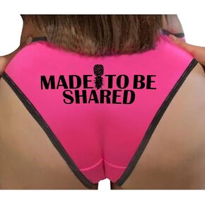 Knaughty Knickers Made To Be Shared Swinger Hotwife Pineapple Lifestyle Adult Design Pink and Black Bikini Panties