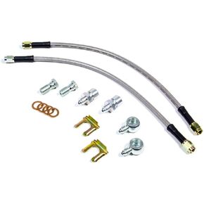 Wilwood Brake Hose Kit, Flexline, DOT Approved, 14 in, 3 AN Hose, 3 AN Straight Inlet, 3 AN Straight Outlet, Fittings Included, Braided Stainless, Rear, D52 Caliper, Various Applications, Kit