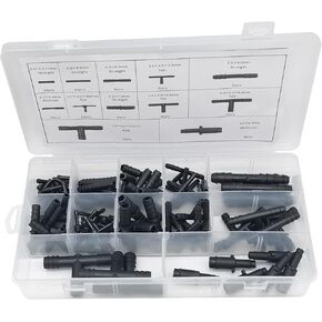 113 PCS Car Vacuum Connector Assortment, 12 Sizes Durable Vehicle Wash Tubing Connector Replacements, Universal Automotive Hose Straight Connectors Accessories for Truck SUV Car (Black)