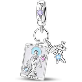 Tarot Card charms 925 Sterling Silver charms for Europe and America Bracelets and Necklaces Birthday Back to School Gift Women's Gifts