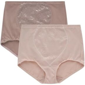 Bali Women's Firm Shapewear Pack, Shaping Brief with Tummy Control, 2-Pack, Sandshell Jacquard/Evening Blush Jacquard, XX-Large