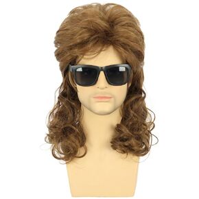 Karlery Men Women Long Curly Dark Brown 70s 80s Rocker Metal Metalet Couty Costume Anime ANIME