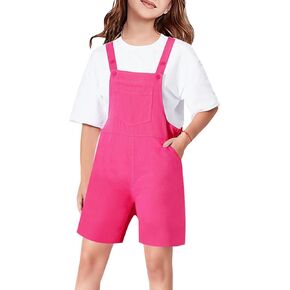 Girls Overalls Sleeveless Adjustable Jumpsuits Kids Casual Loose Romper Cute Long Pants with Pockets 4-14 Years