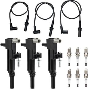 UF640 Ignition Coil & 4504 Double Iridium Spark Plug & 27738 Spark Plug Wire Set For 09-12 Dodge Ram 1500,Dakota,Durango,Nitro/Jeep Grand Cherokee,Liberty,Raider,Commander Replaces# 5C1709 5149199AA