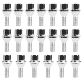 M12x1.25 براغي العروة العجلة ، 20pc 17mm سداسي سدقية الصلبة et chrome ، 22mm سرق تصميم قطعة واحدة من الكروم ل Dodge Hornet 2023+ ، فيات 500/500L/500X عجلة المصنع ؛ استبدال 68296586AA