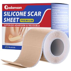 Adamson Silicone Scar Tape for Surgical Scars, Keloid, C-Section, Burns & More, Premium Silicone Scar Sheets, Reusable & Professional (1.6"x 60" Roll-1.5M)