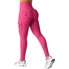HIGORUN Workout Cargo Leggings with Pockets for Women Hidden Scrunch Butt Lifting Compression Gym Yoga Leggings