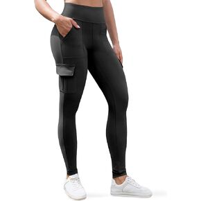 VOOVEEYA High Waisted Workout Leggings with Pockets for Women 28'', Cargo Yoga Pants Tummy Control Athletic Pants Full Length