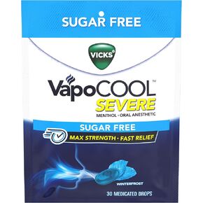 Vicks vapocool خالية من السكر ، قطرات التهاب الحلق المعالجة ، Max Strength Mentol