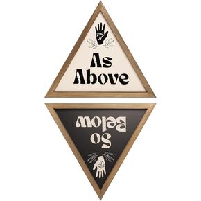 flangairy As Above So Below Wall Decor, Wooden Mystical Witchy Wall Art, Witch Bathroom Bedroom Room Home Decorations
