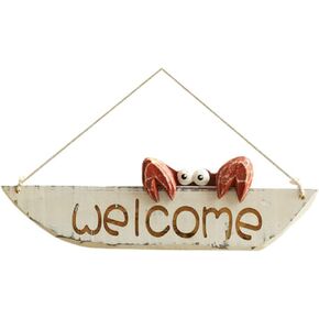 D-Fokes Vintage Hanging Decor Crab Welcome Sign Door Hanging Home Decor Creative Wall Decoration