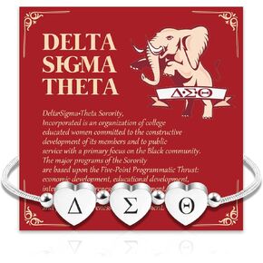 VU100 Delta Siggma Theta Sorority Bracelets for Women Heart Charm Sorority Gifts for Sisters Snake Chain Bracelet Valentines Day Birthday Party Gift