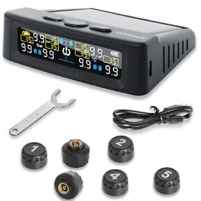 نظام مراقبة ضغط الإطارات RV ، مستشعر ضغط الإطارات مع شحنة شمسية أو USB ، مستشعر TPMS مع 6 مستشعرات مراقبة ضغط الإطارات مراقبة الضغط في الوقت الحقيقي عرض ضغط الإطارات