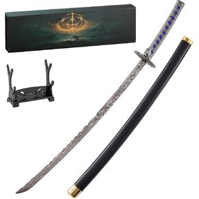 Eldens Rings Starlight Shadowblade Sword Weapon Replica 10.2-Inch Metal Craft Rivers of Blood Sword with Display Stand Action Figure Collectible Toy Desk Decor Party Supply Gift
