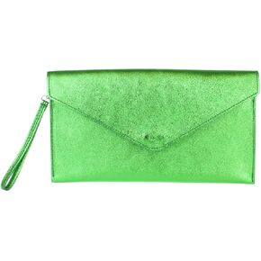 Girly HandBags Womens Leather Italian Metallic Shimmer Envelope Wrist Clutch Bag