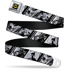 DC Comics Belt, Seatbelt Buckle Belt, Batman Hush Pose Sketches Black White, Adjustable