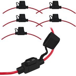 6PCS 16 Gauge AWG 12 Inches Wire UL1015 Inline Fuse Holder, 12 Inches Long, Fit for ATM Blade Fuse, Car Audio, Marine & Automotive Applications