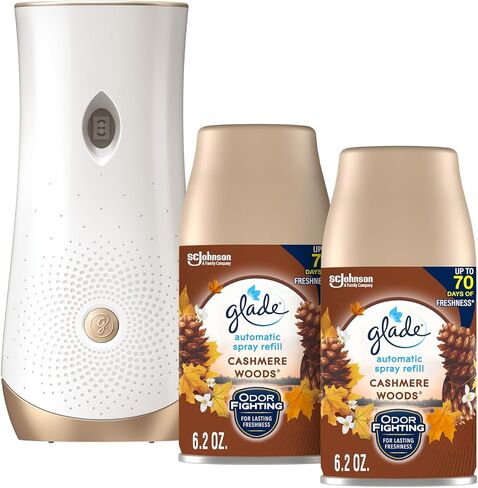 Glade Automatic Spray Refill and Holder Kit, Air Freshener for Home and Bathroom, Cashmere Woods, 6.2 Oz, 2 Count in Saudi Arabia