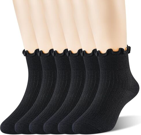Age 3-10 Girls 100% Cotton Ruffle Socks, Cute Soft Breathable Frilly Dress Socks for Girls in Saudi Arabia