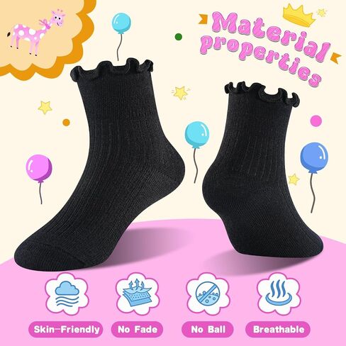 Age 3-10 Girls 100% Cotton Ruffle Socks, Cute Soft Breathable Frilly Dress Socks for Girls in Saudi Arabia