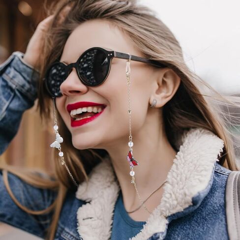 Thinp Eye Glasses Holder Strap 2 Pieces Eyeglass Chain Stylish Eyeglass Chain for Women Beaded Eye Glasses Strap Holders Around Neck for Women Mask Lanyard Eyewear String Lanyard Retainer (2 Styles) in Saudi Arabia