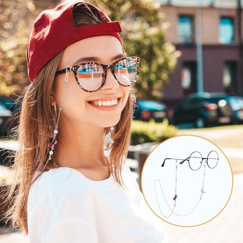 Thinp Eye Glasses Holder Strap 2 Pieces Eyeglass Chain Stylish Eyeglass Chain for Women Beaded Eye Glasses Strap Holders Around Neck for Women Mask Lanyard Eyewear String Lanyard Retainer (2 Styles) in Saudi Arabia