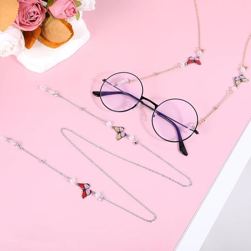 Thinp Eye Glasses Holder Strap 2 Pieces Eyeglass Chain Stylish Eyeglass Chain for Women Beaded Eye Glasses Strap Holders Around Neck for Women Mask Lanyard Eyewear String Lanyard Retainer (2 Styles) in Saudi Arabia