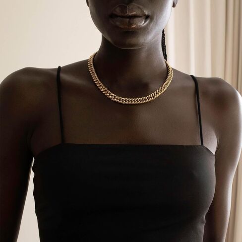 Gold Necklace for Women 14k Gold Plated Paperclip Singapore Cuban Chain Necklaces Non Tarnish 16/18/20 inch Simple Trendy Chunky Long Link Gold Chain Gold Jewelry for Women Gift in Saudi Arabia
