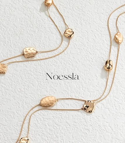 Noessla Long Gold Necklace for Women Long Beaded Chain Necklace Costume Jewelry Gifts for Women Trendy in Saudi Arabia