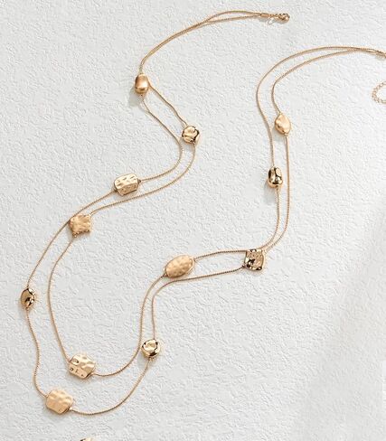 Noessla Long Gold Necklace for Women Long Beaded Chain Necklace Costume Jewelry Gifts for Women Trendy in Saudi Arabia