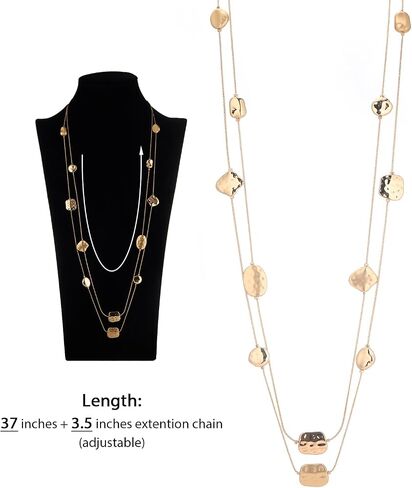 Noessla Long Gold Necklace for Women Long Beaded Chain Necklace Costume Jewelry Gifts for Women Trendy in Saudi Arabia