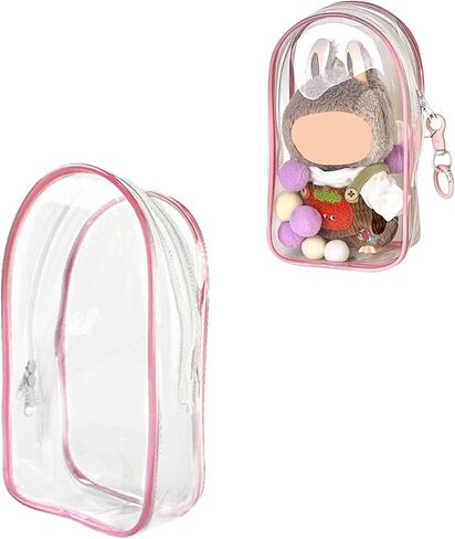 Large Clear Figure Display Bag with Keychain Case Blind Box Keychain Carrying Case Lipstick Charm for Collectibles in Saudi Arabia